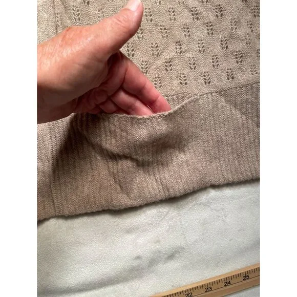 Qi Cashmere Womens Open Front Cardigan XS/S Beige Lightweight - Picture 10 of 10